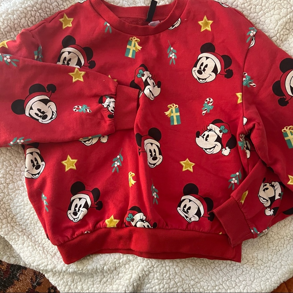 Christmas H&M Disney Mickey Minnie cropped sweatshirt